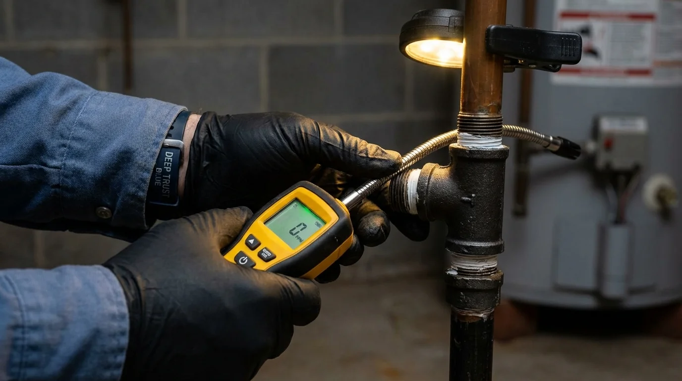 Gas leak detection with electronic sniffer by Johns Plumbing LLC in Richland Center