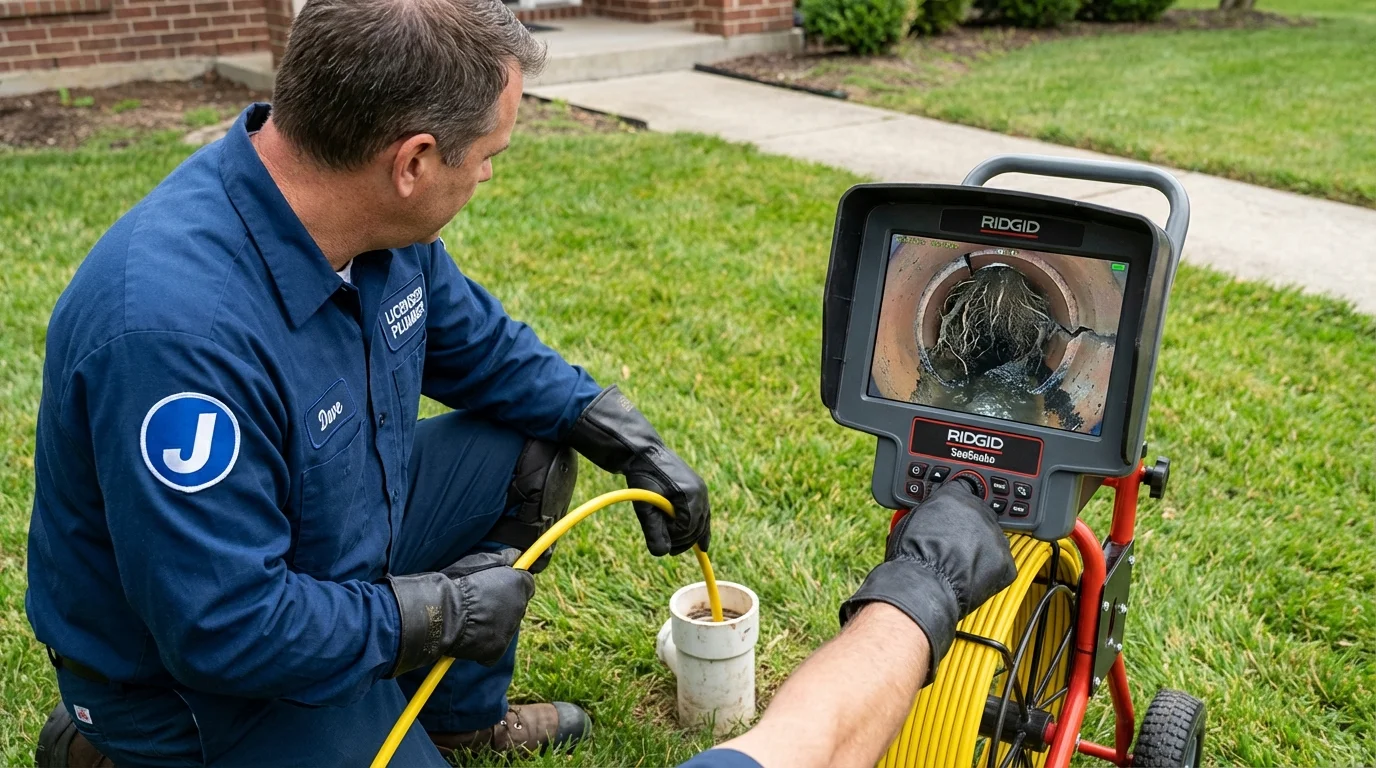 Sewer camera inspection being performed by Johns Plumbing LLC in Richland Center